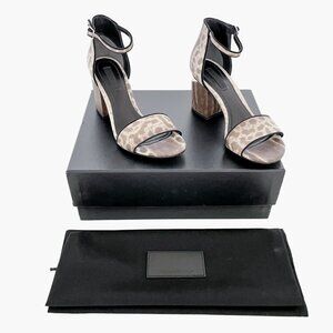 Alexander Wang Abby Sandals EU 36.5 US 6.5 Beige Snake Block Heels Cheetah Brown
